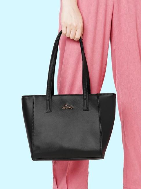 lavie black textured medium tote handbag