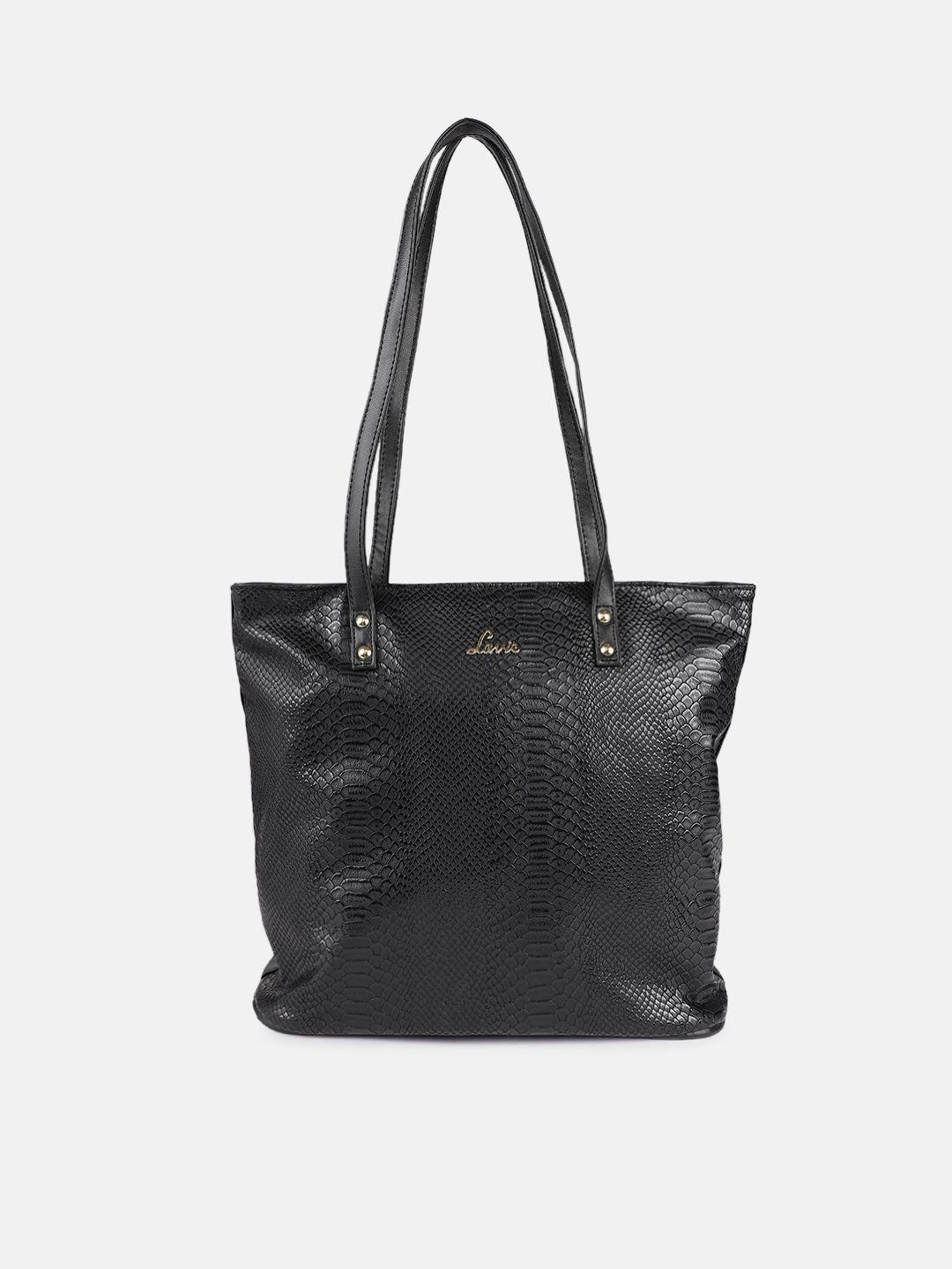 lavie black textured pu structured shoulder bag