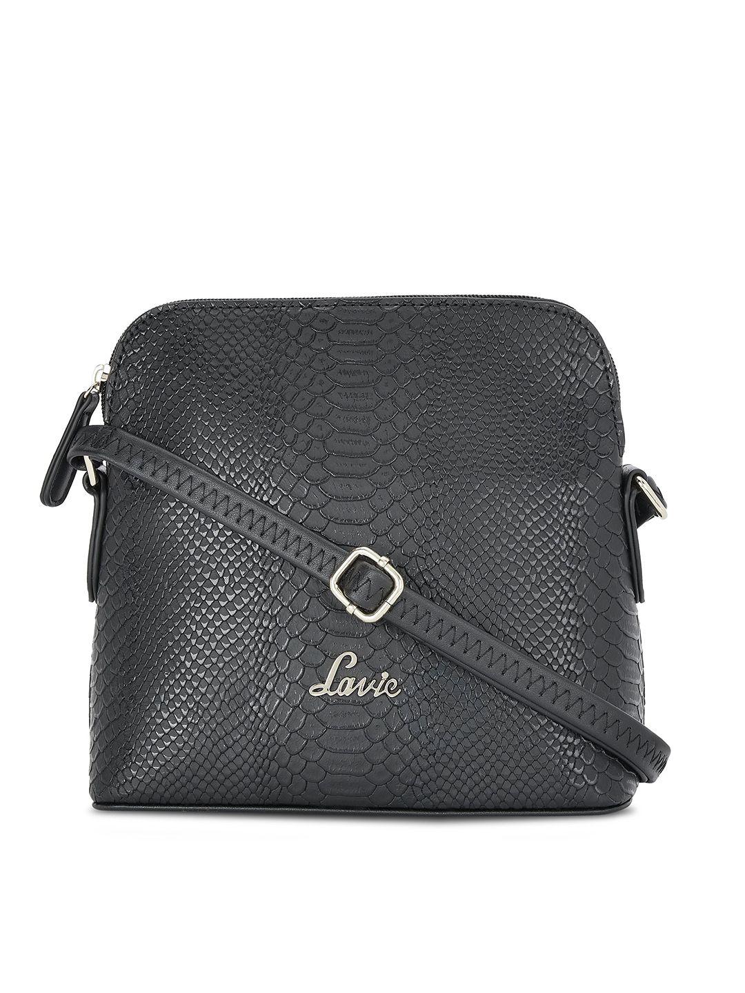 lavie black textured sling bag