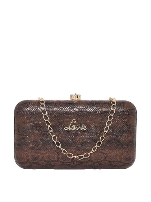 lavie brown synthetic minaudiere clutch