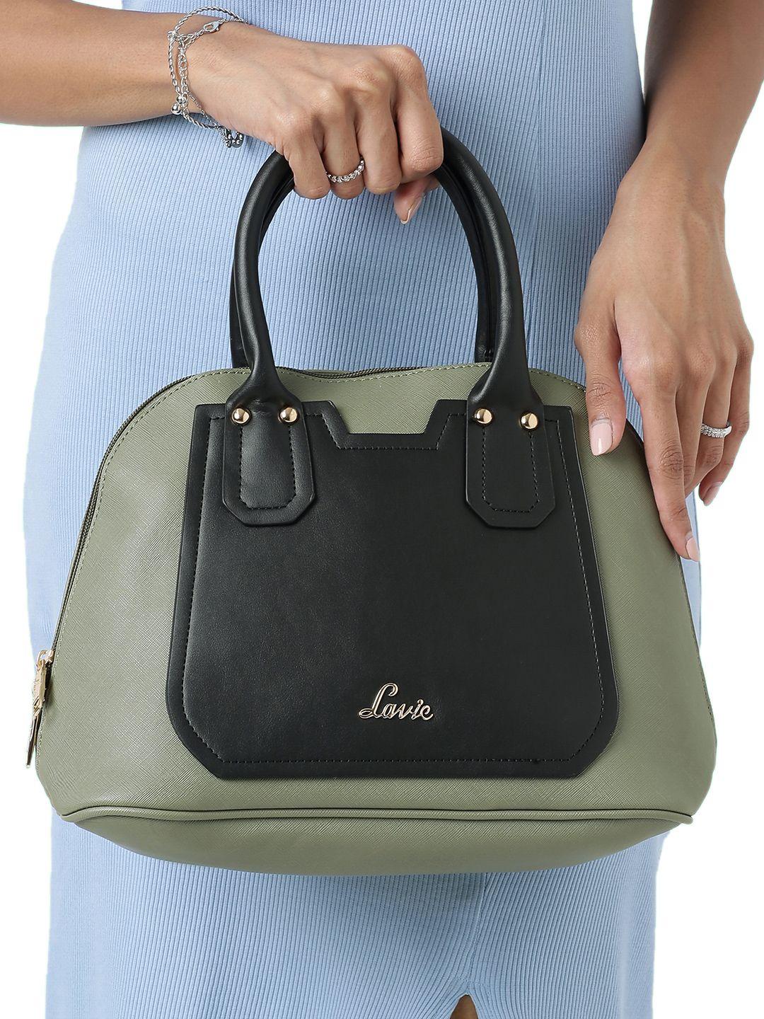 lavie cabanel women olive green and black medium satchel