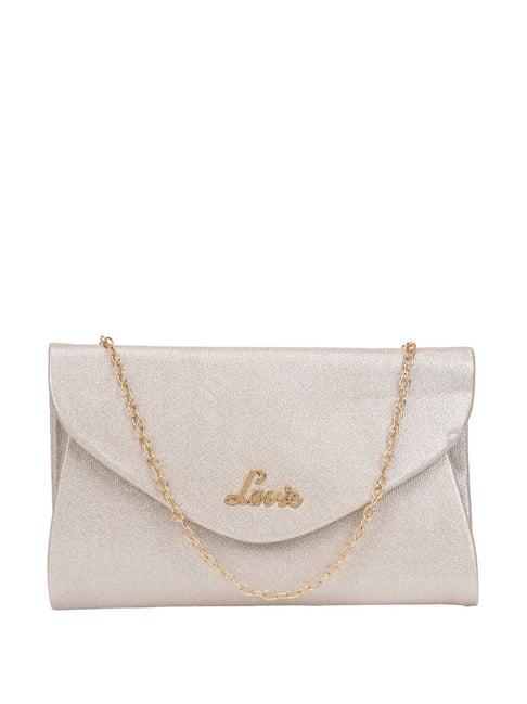 lavie charmy silver solid envelope clutch