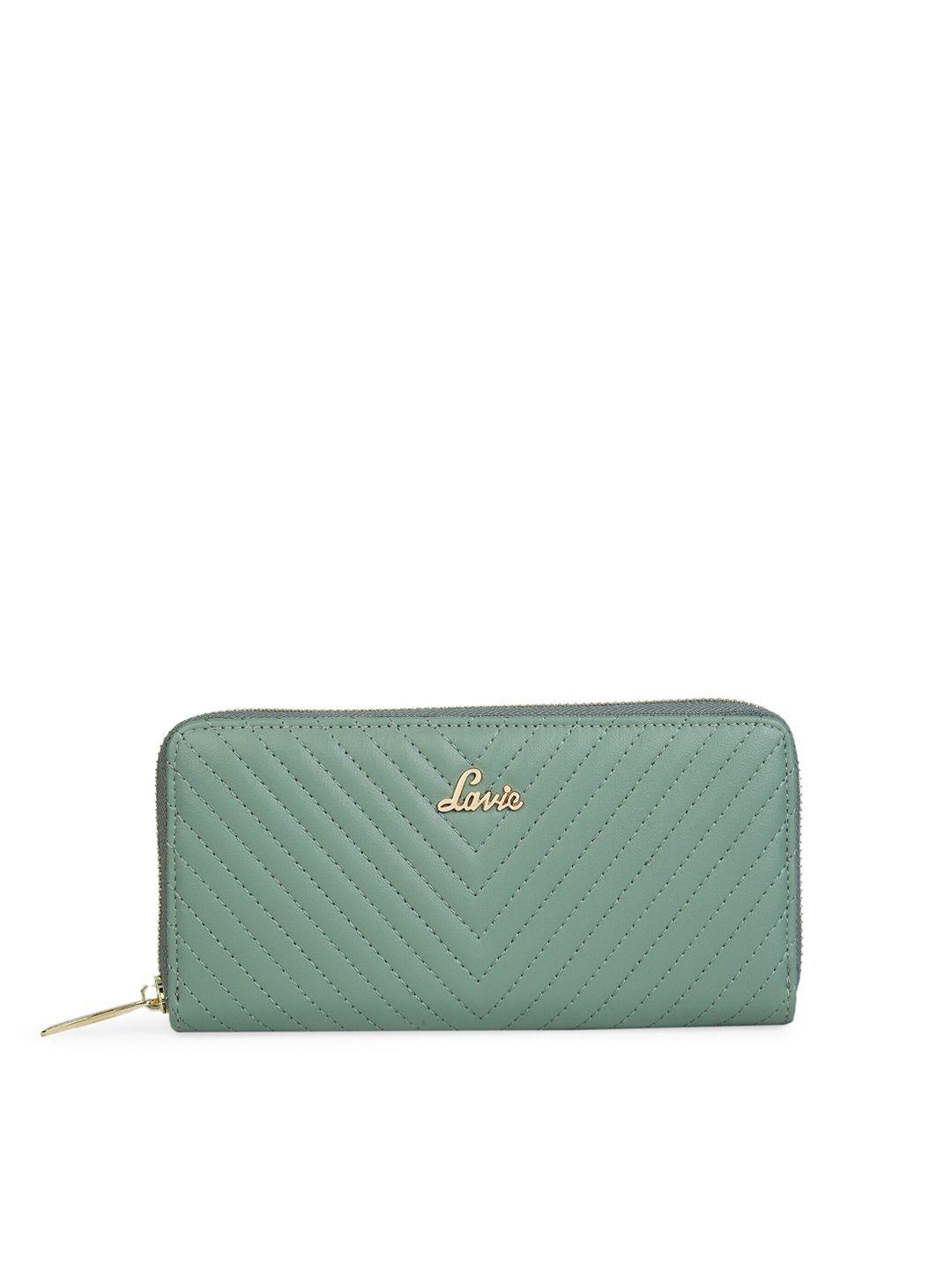 lavie chevron women green zip around wallet