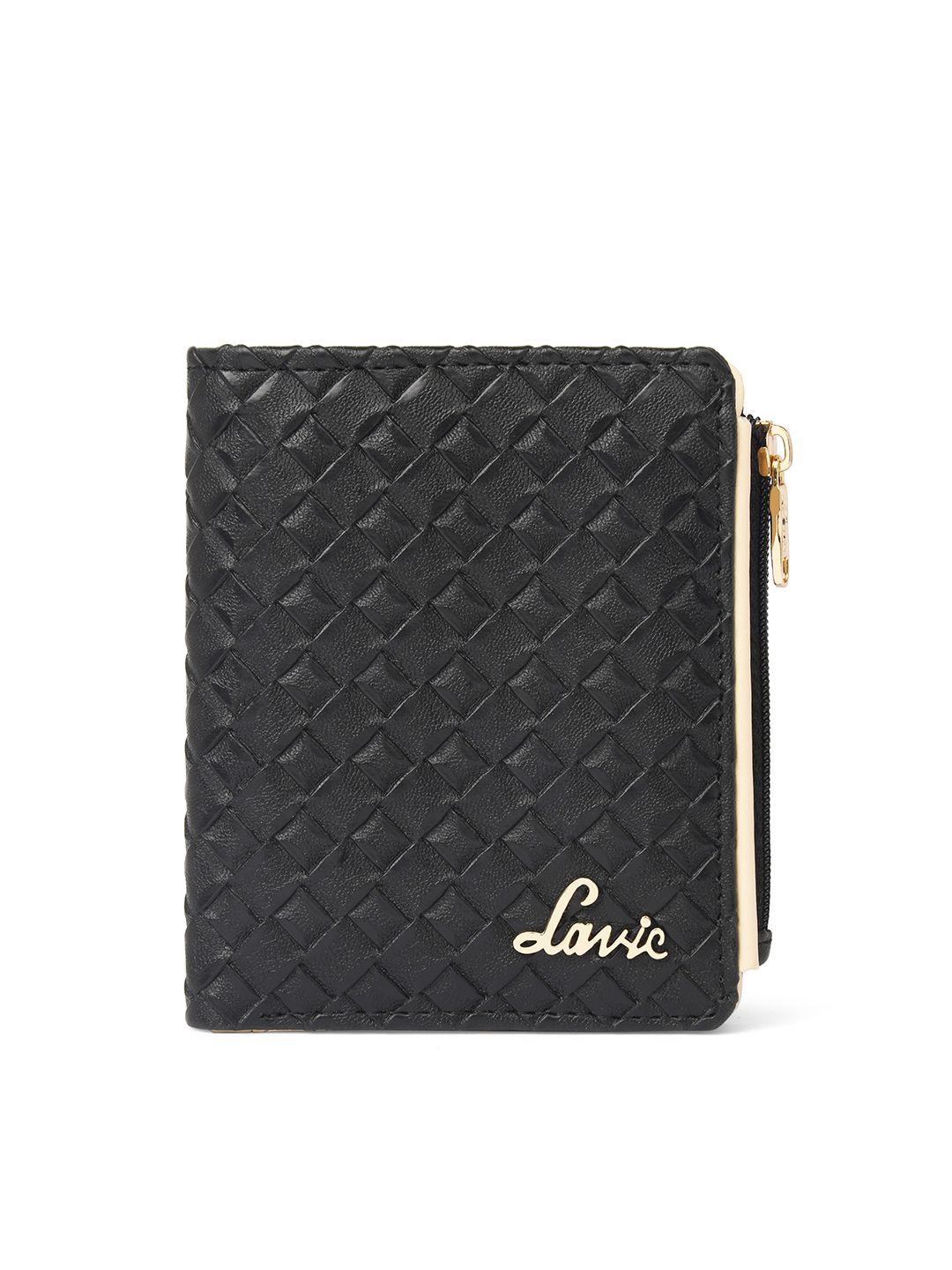lavie chic pro women black textured small bifold wallet