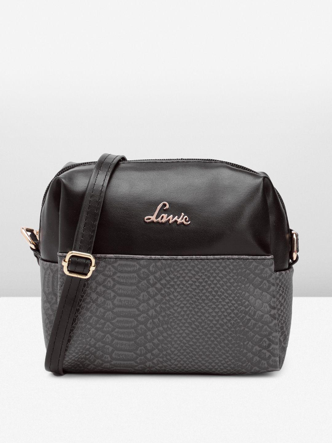 lavie crocodile textured & colourblocked structured sling bag