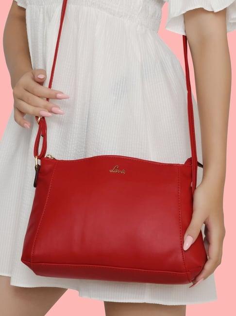 lavie denali red solid sling handbag