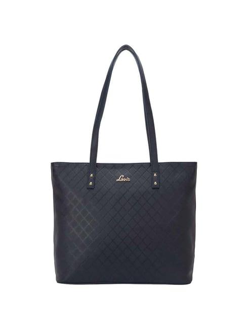 lavie emb pavo navy textured large tote handbag