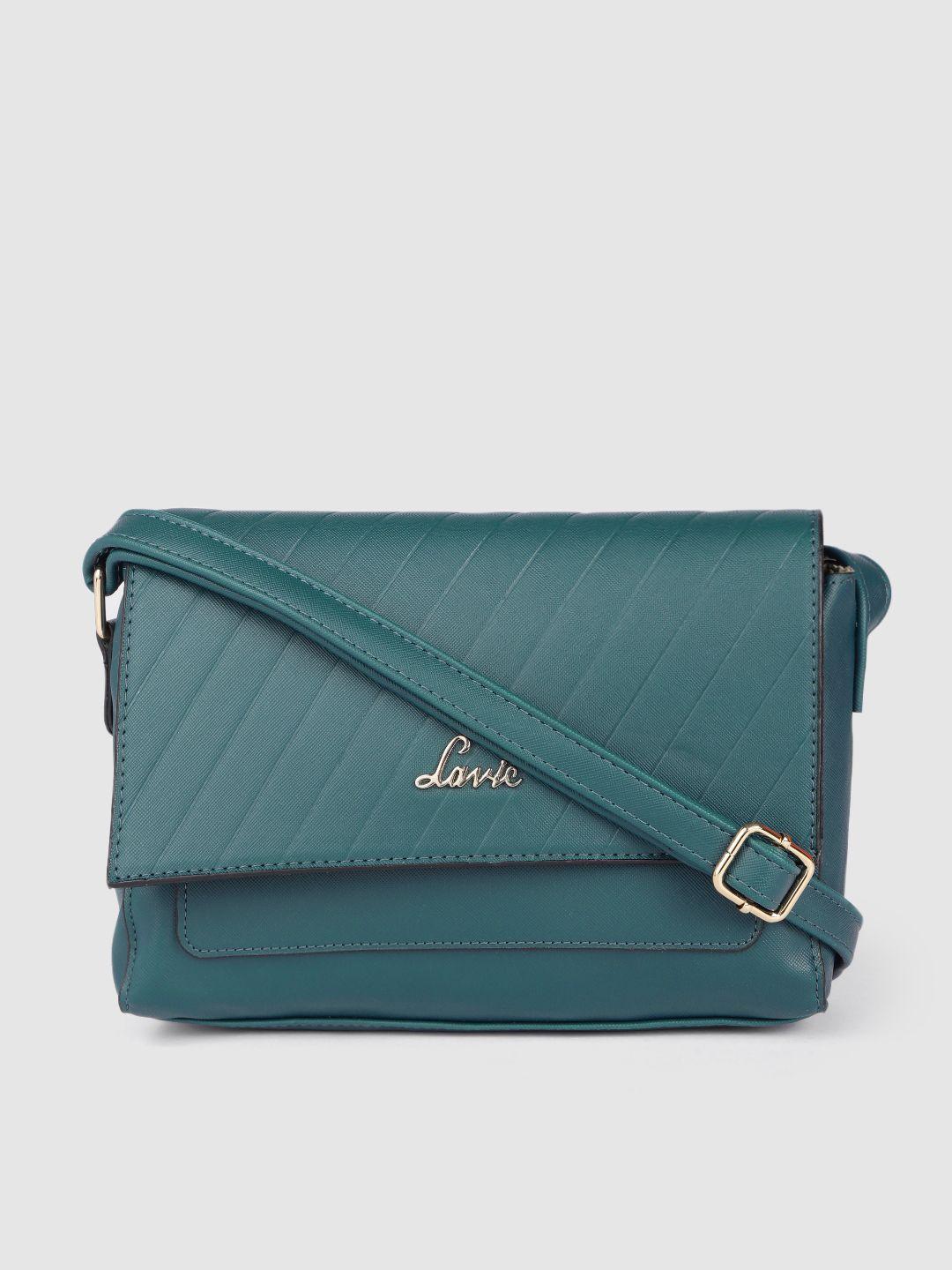 lavie green striped pu structured sling bag