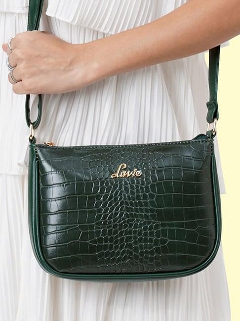 lavie green textured small sling handbag