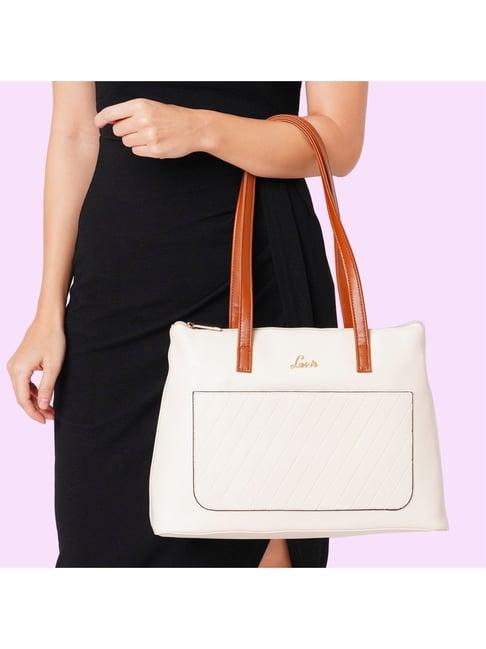 lavie hilite module off white synthetic solid tote handbag