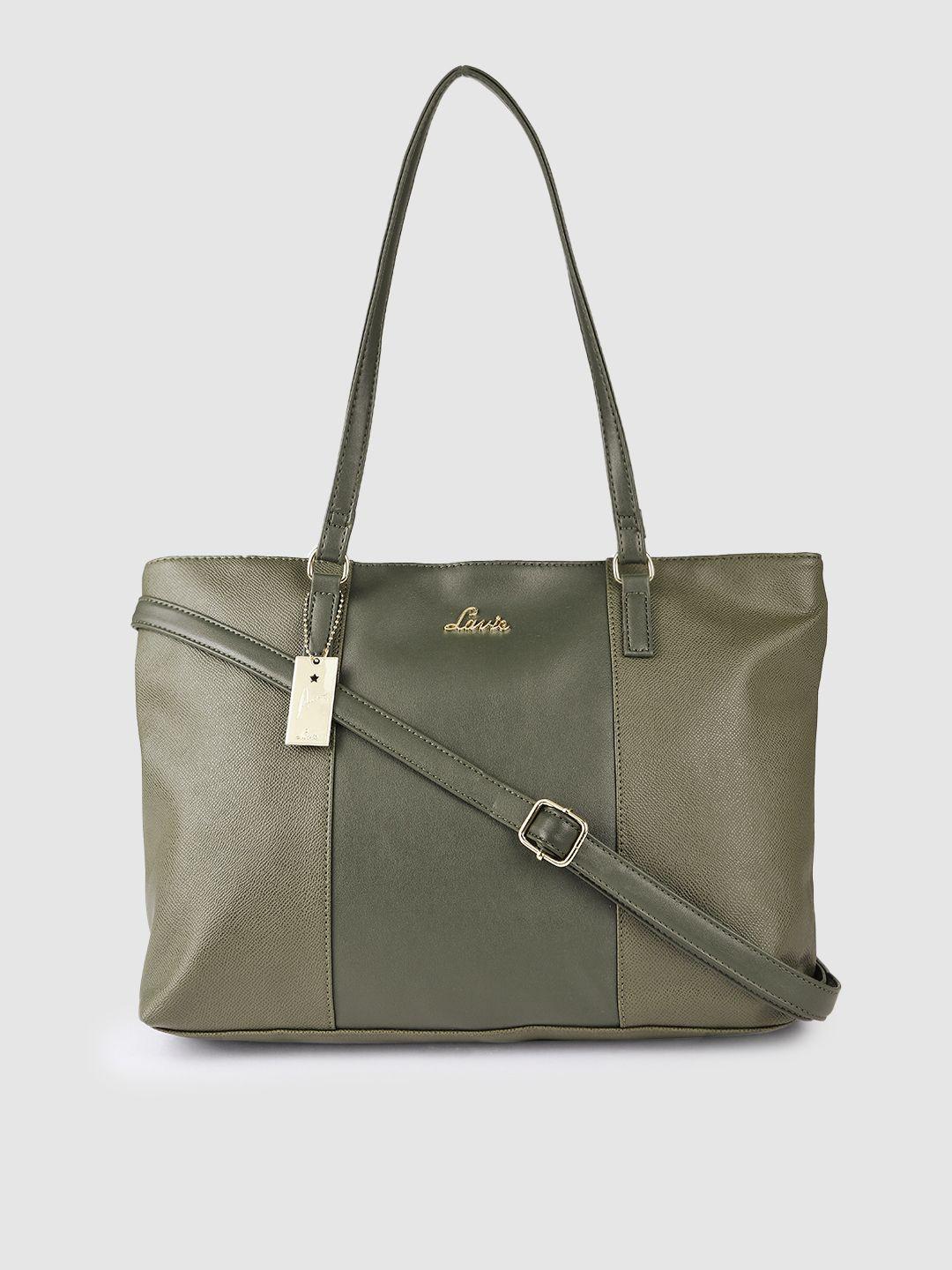 lavie kanila women green solid medium tote bag