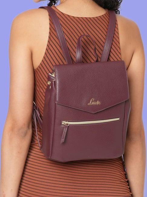 lavie maroon leather medium backpack