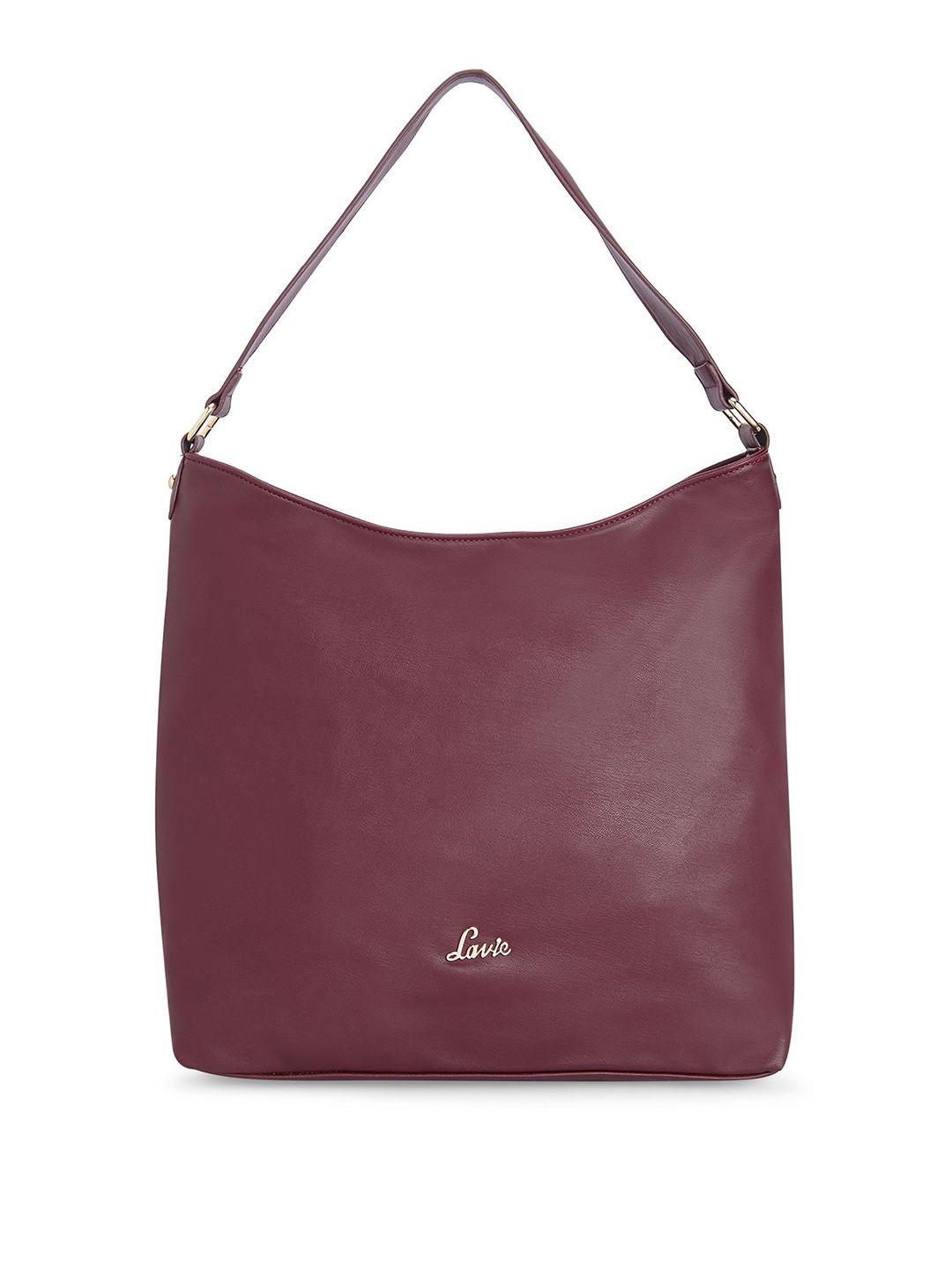 lavie maroon solid hobo bag