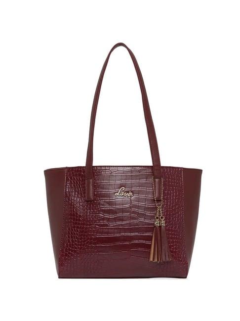 lavie maroon textured medium handbag