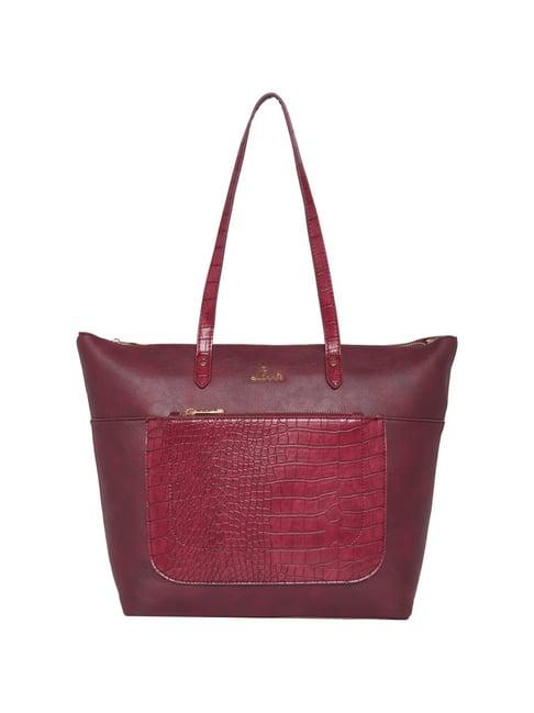 lavie maroon textured medium tote handbag