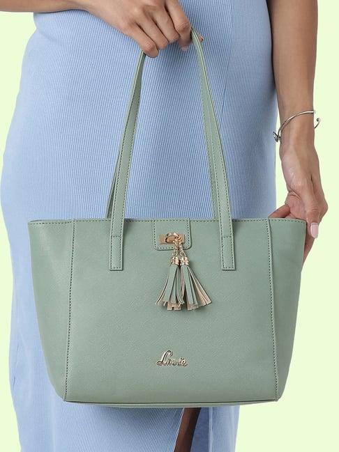 lavie mint solid small tote handbag