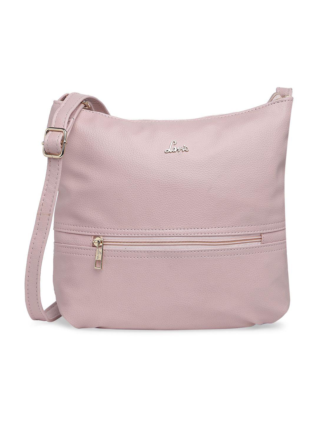 lavie moritz peach-coloured solid structured sling bag