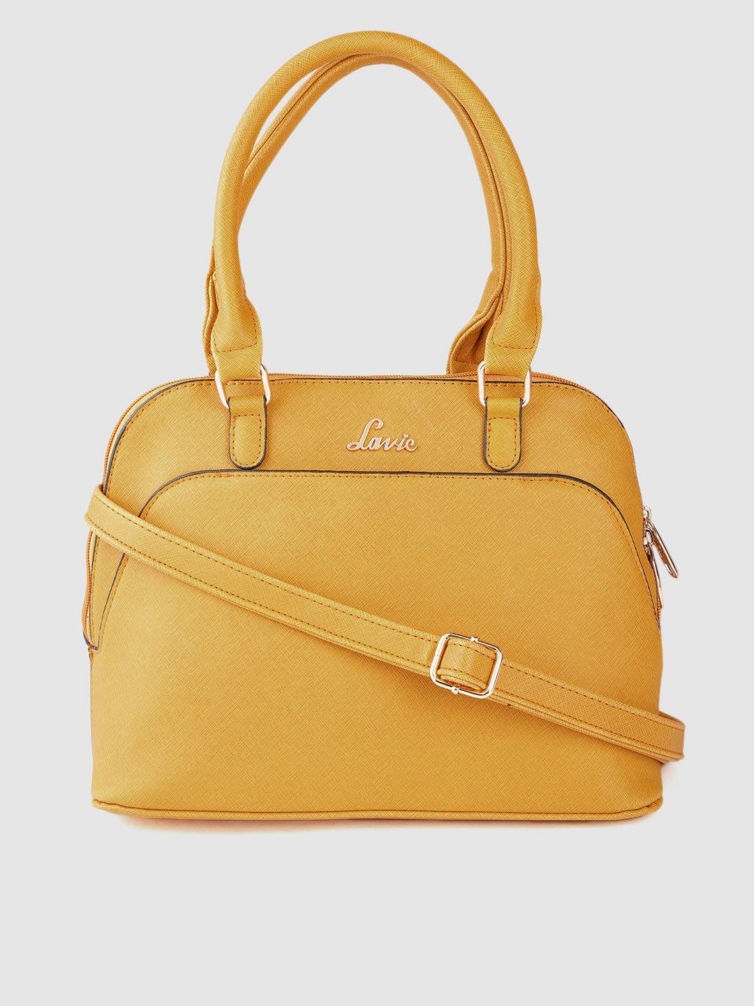 lavie mustard yellow solid handheld bag