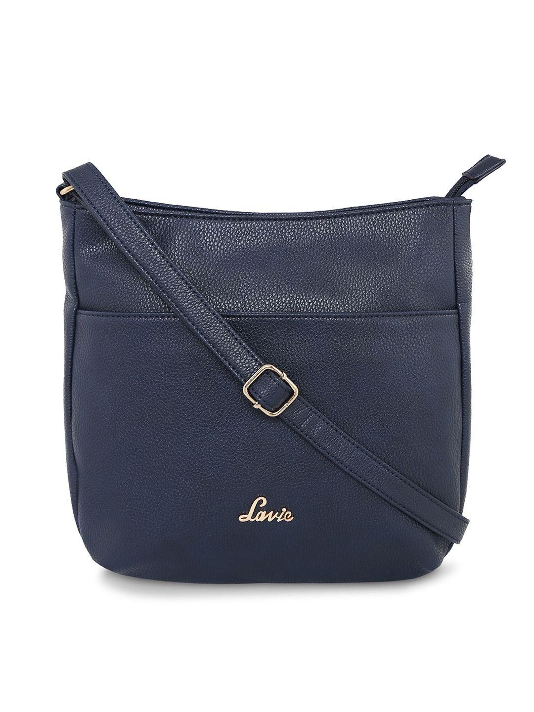 lavie navy blue solid sling bag