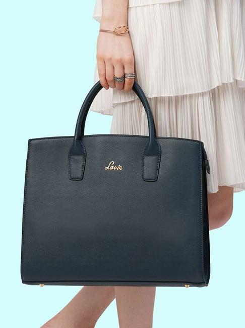 lavie navy solid large handbag