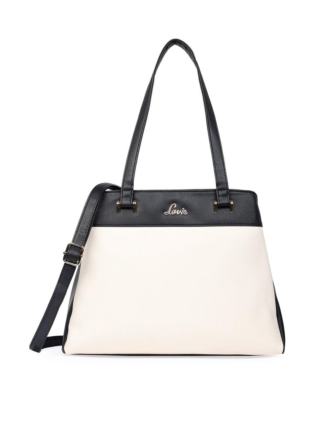 lavie nude-coloured & black colourblocked structured satchel