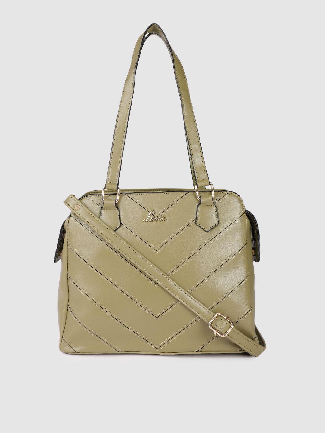 lavie olive green textured shoulder bag