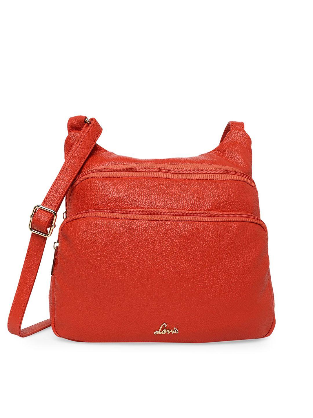 lavie orange solid sling bag