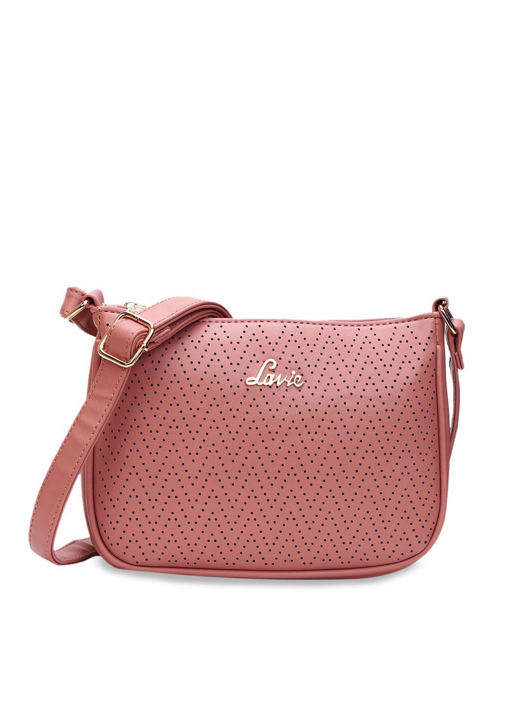 lavie pink geometric printed structured sling bag