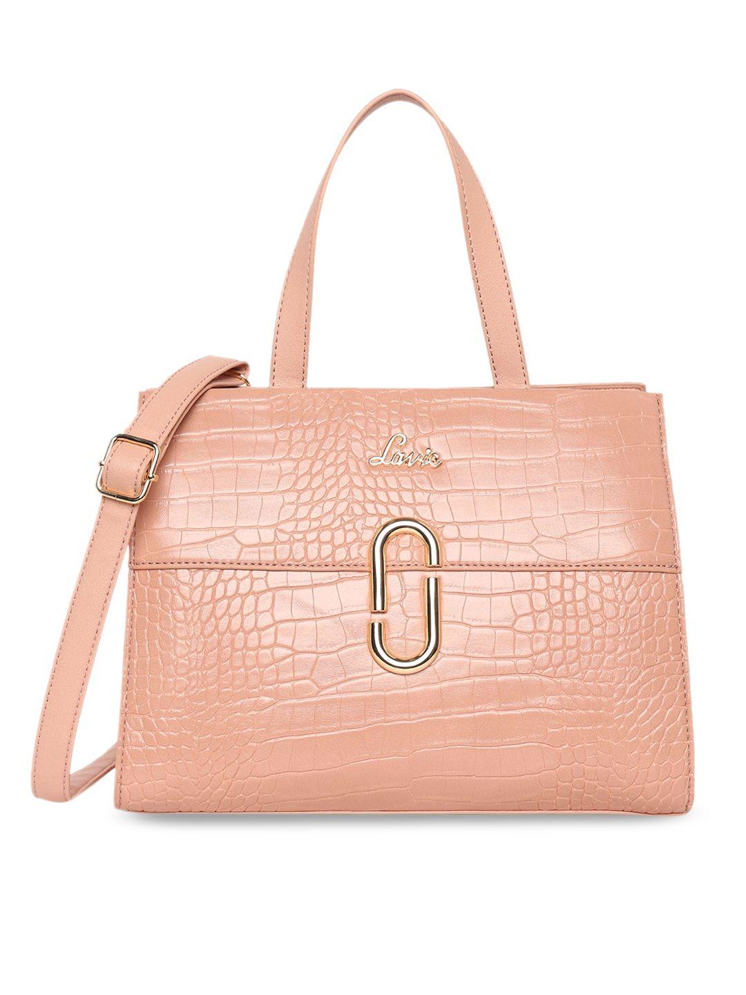 lavie pink textured structured handheld bag