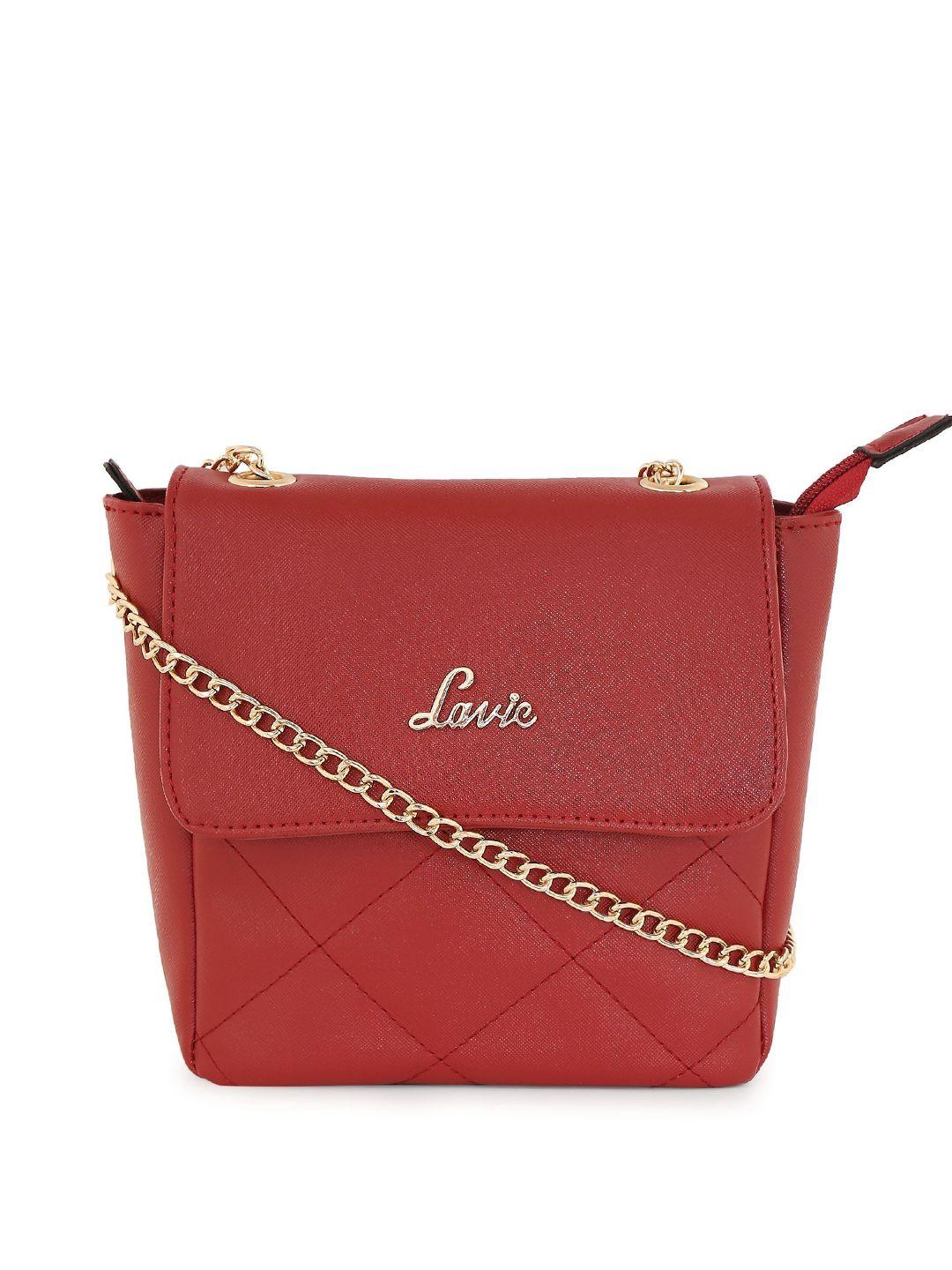 lavie red solid sling bag