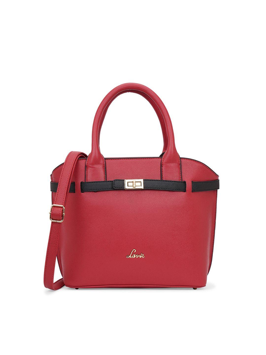 lavie red structured handheld bag