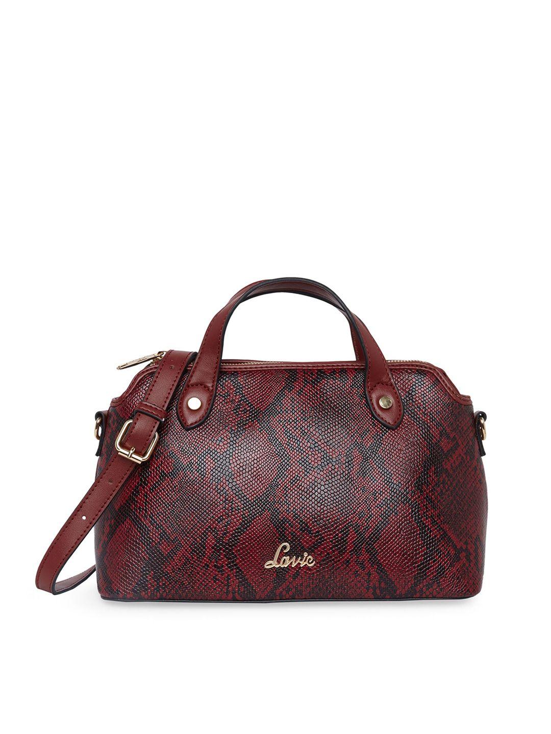 lavie red textured oversized structured handheld bag