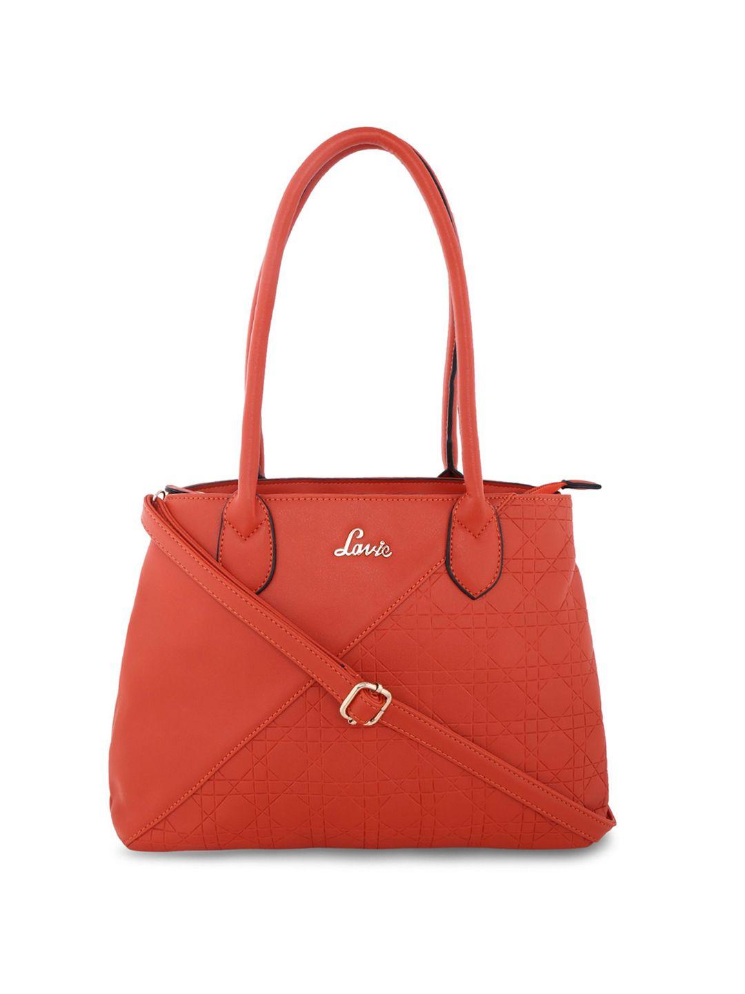 lavie red textured structured handheld bag