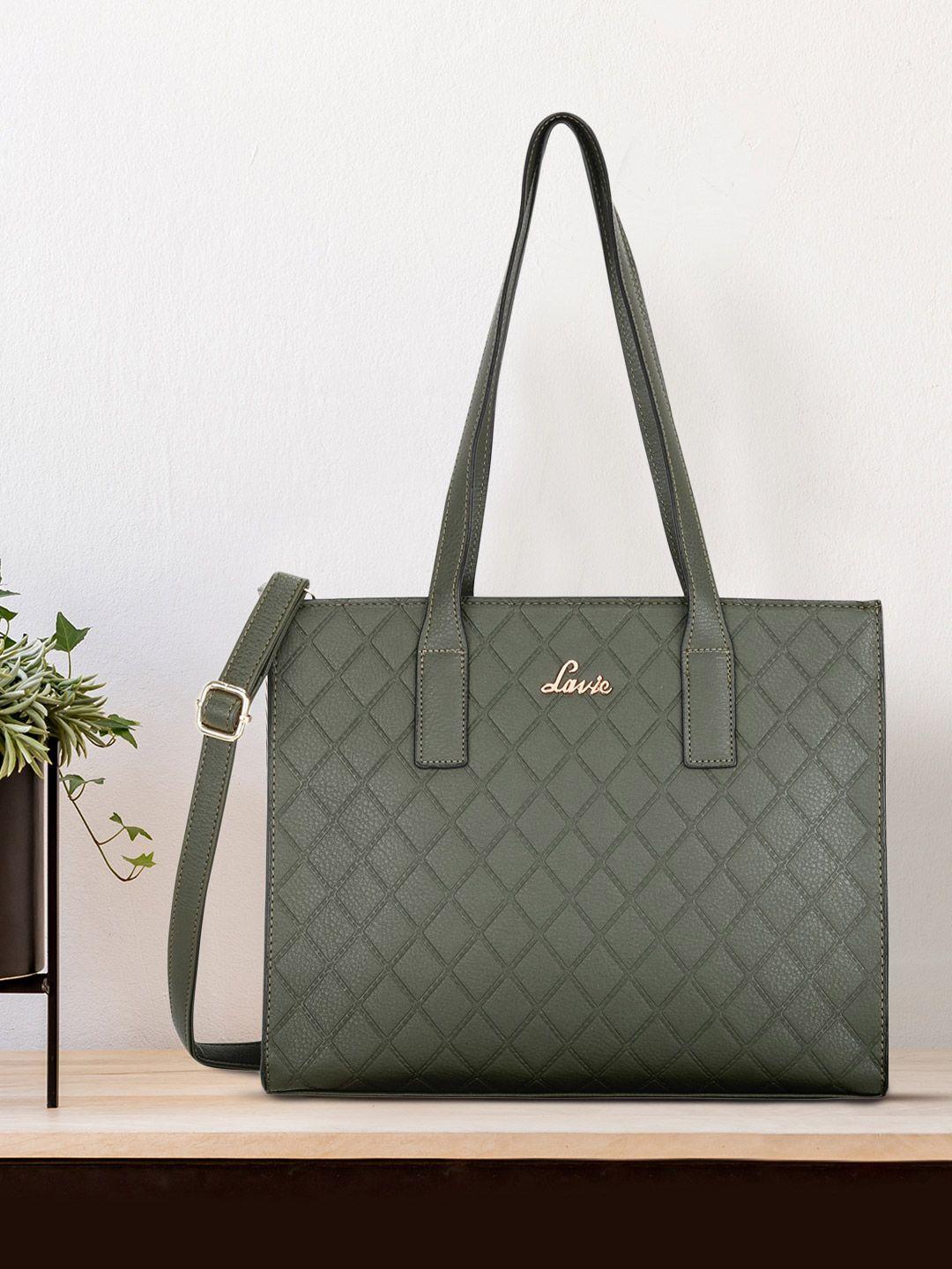 lavie rex olive green textured shoulder bag