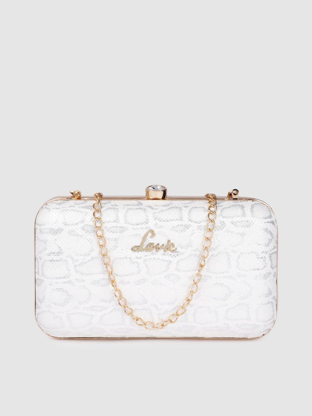 lavie silver-toned textured box clutch