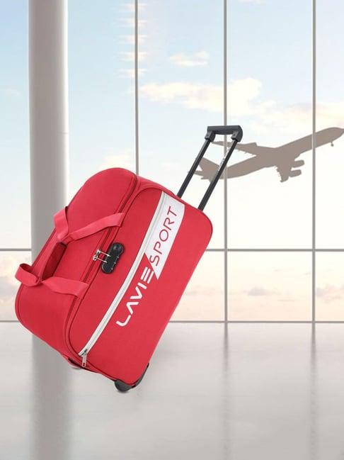 lavie sport 53 cms camelot wheel duffle bag with combi lock| trolley bag (red)