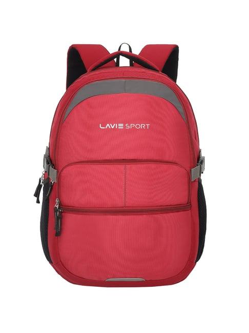 lavie sport aspire maroon polyester solid laptop backpack - 32 ltrs