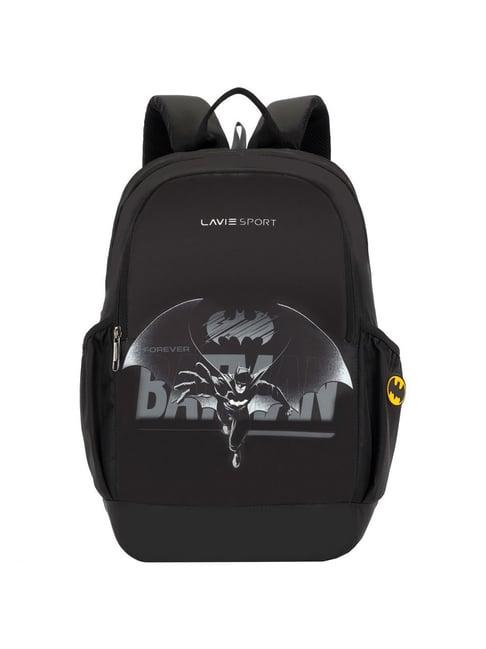 lavie sport batman cape black polyester printed laptop backpack - 33 ltrs