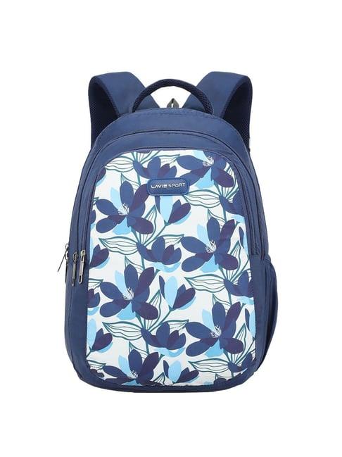 lavie sport carolina navy polyester printed laptop backpack - 26 ltrs