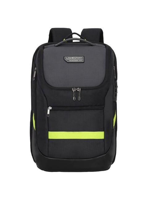 lavie sport emperor 24l anti-theft & laptop backpack for men & women |boys & girls (black/grey)