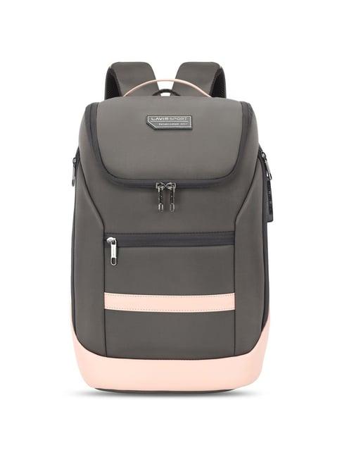 lavie sport emperor 24l anti-theft laptop backpack for men & women |boys & girls (pink/grey)