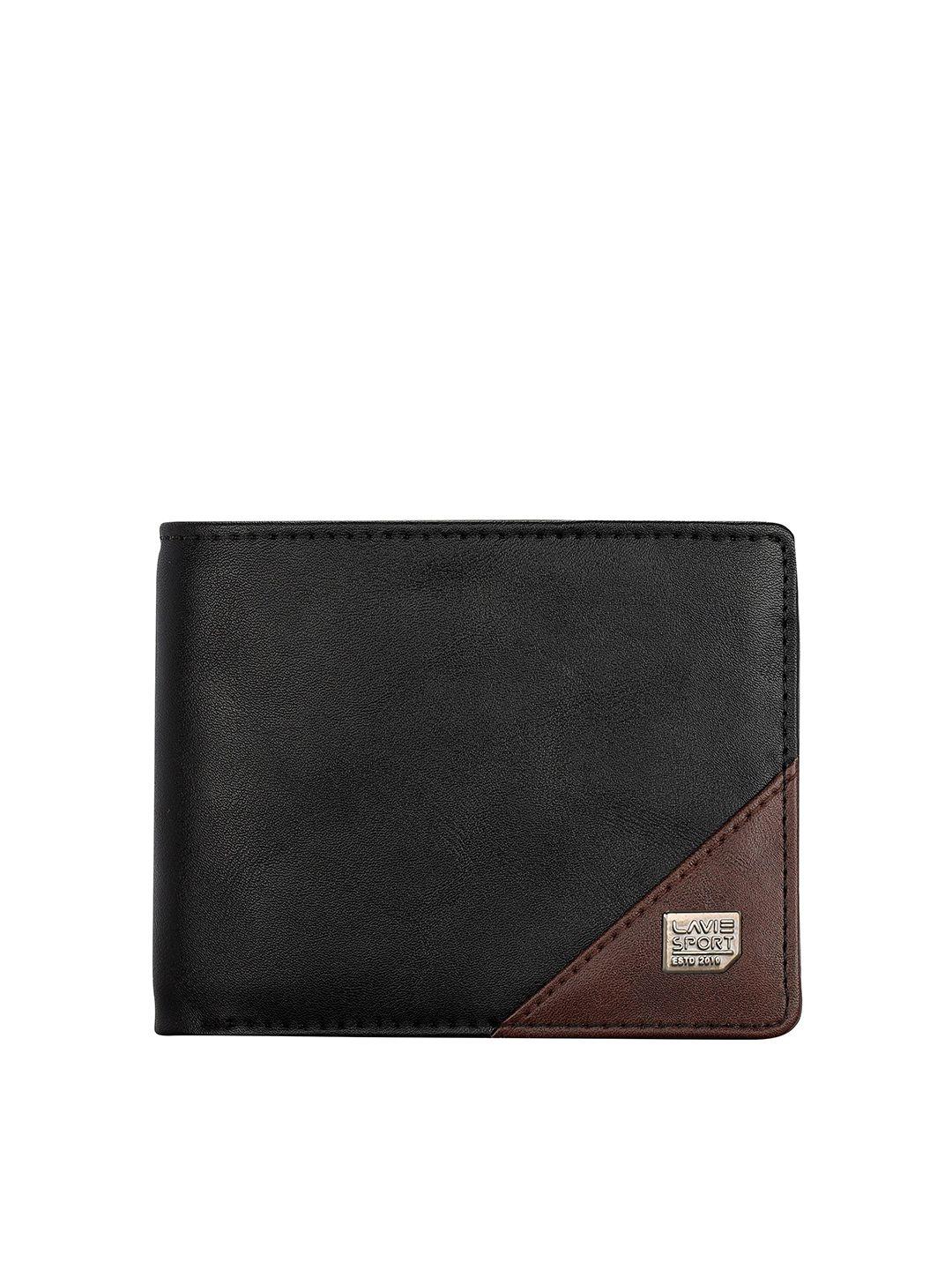 lavie sport men black & brown two fold wallet