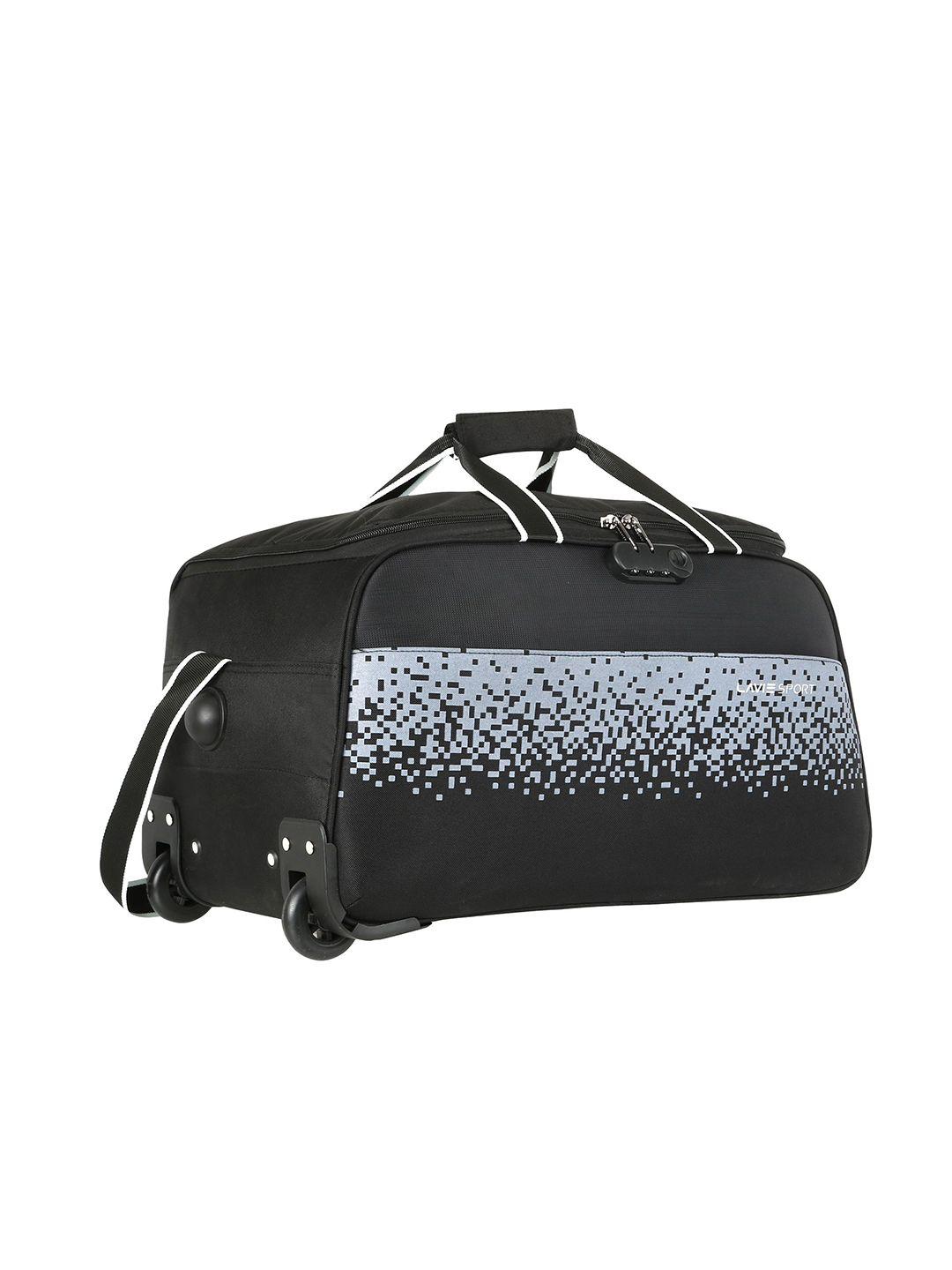 lavie sport unisex pixel wheels printed cabin-sized trolley duffle bag 45l