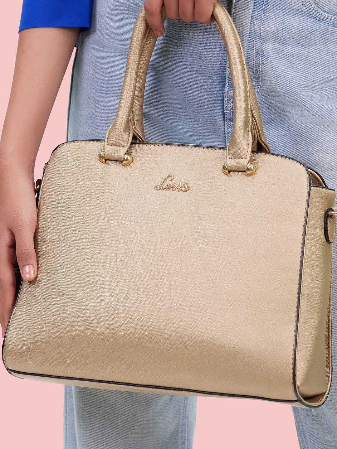 lavie ushawu gold-toned colourblocked structured medium dome satchel