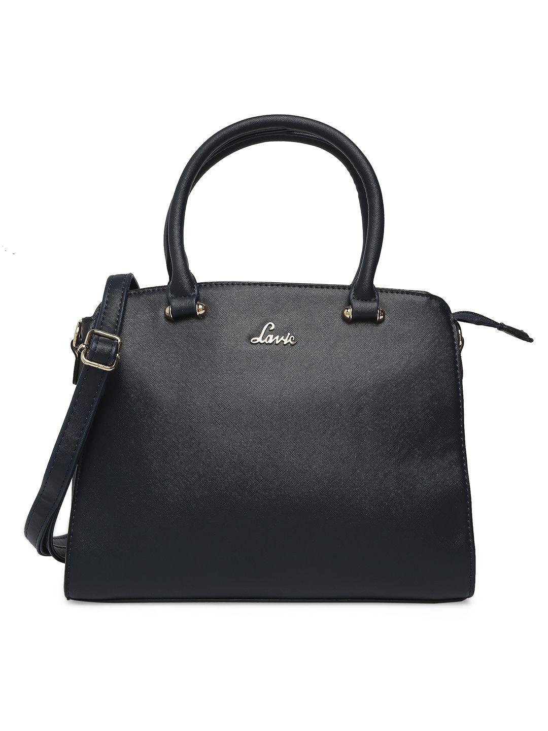 lavie ushawu navy blue solid medium handheld bag