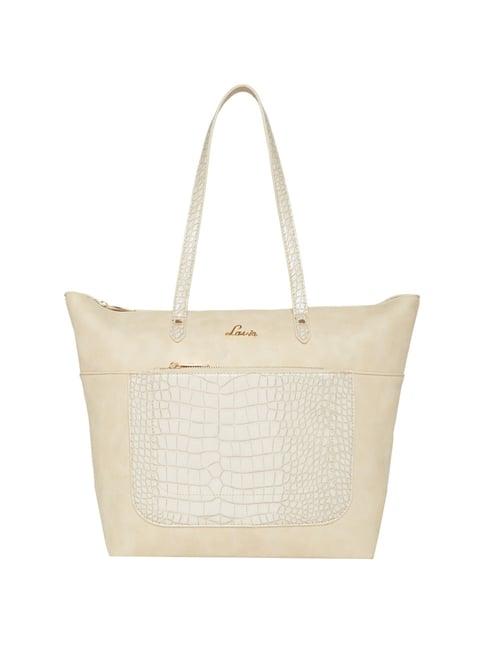 lavie white textured medium tote handbag