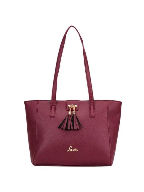 lavie wine solid small tote handbag