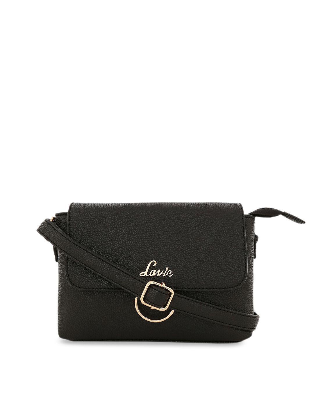 lavie women black solid messenger bag