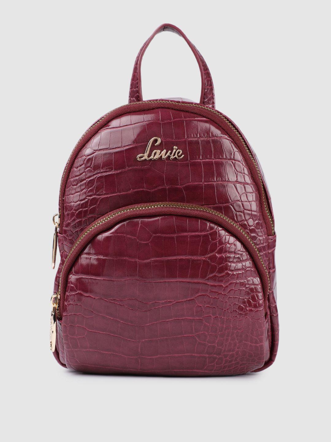 lavie women burgundy animal textured backpack