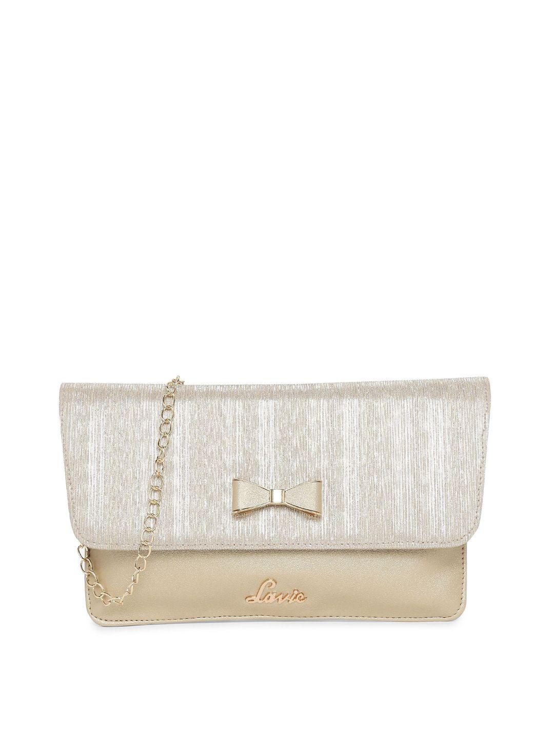 lavie women gold-toned abstract textured bow detail envelope